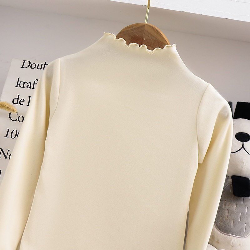 新款女童打底衫秋冬款儿童潮流木耳边纯色长袖T恤中大童百搭上衣,淘宝优惠券,粉丝福利购,淘宝优惠卷
