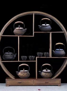 中式铸铁壶复古工艺品摆设酒店售楼处茶室软装茶文化仿古茶壶摆件