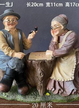 新中式玄关老头老太太乔迁酒柜客厅电视柜家居装饰品小摆件工艺品