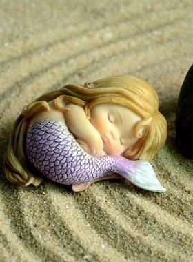 创意可爱美人鱼摆件汽车小公仔少女心公主送女生日礼物情侣情人节