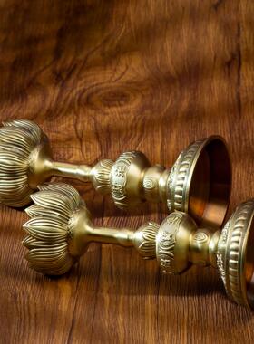 全铜烛台烛台蜡烛灯一对佛堂礼佛莲花烛台摆件婚庆用品礼品