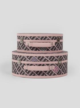 MOON样板房衣帽间收纳盒摆件粉色半月盒展厅软装饰品道具