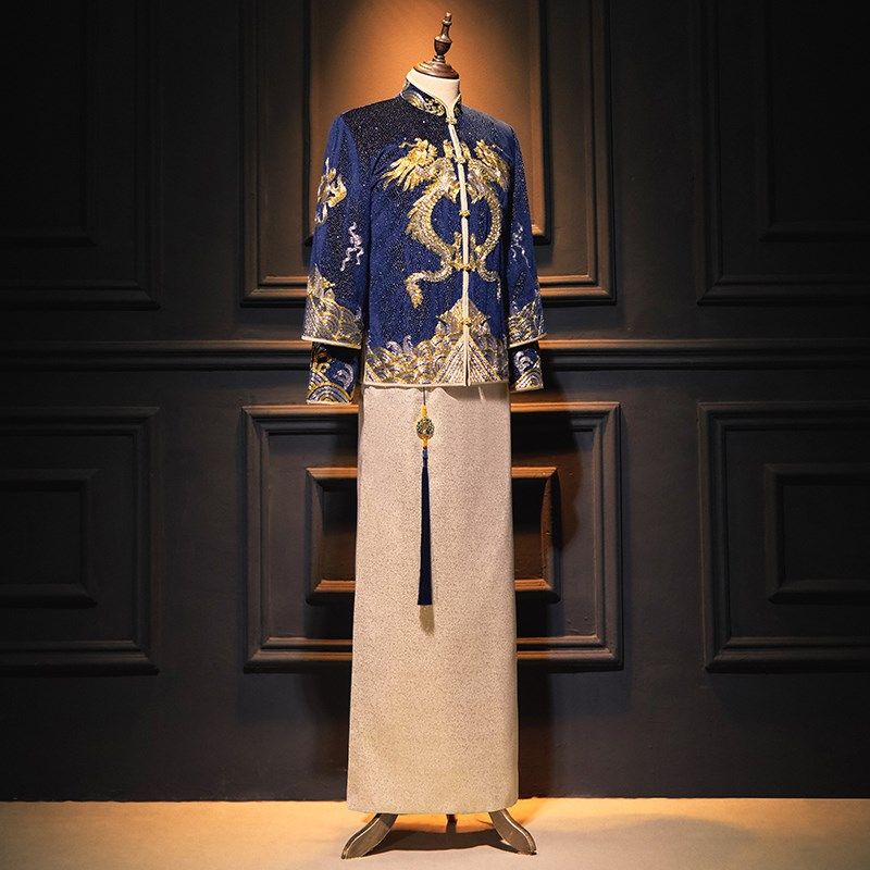 秀禾服男士2024新款大码中式新郎结婚敬酒礼服唐装龙凤褂接亲服男,淘宝优惠券,粉丝福利购,淘宝优惠卷