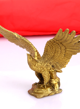 纯铜摆件 铜老鹰大展宏图 雄鹰展翅 金鹰落迎客松办公室鸿图摆设