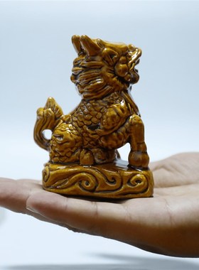 唐三彩陶瓷麒麟办公室摆件工艺品礼品家居装饰品桌面小摆件招财客