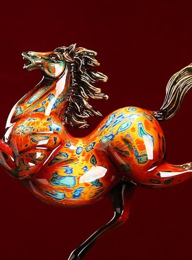 黄铜马摆件马踏飞燕骏马客厅电视柜玄关书房酒柜装饰开业乔迁送礼