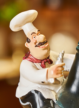 欧式趣味厨师小摆件餐厅咖啡厅电视酒柜工艺品礼物家居装饰品摆设