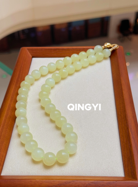 天然正品新疆若羌和田玉黄口项链12mm黄玉玉石塔链女款送朋友礼物