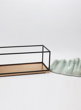 现代新中式创意铁艺陶瓷家居软装饰品电视酒柜玄关客厅样板间摆件