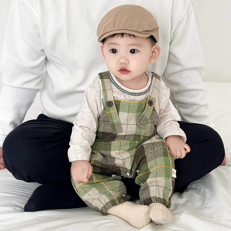 男童春秋新款套装婴幼儿卡通长袖T恤男女宝宝洋气格子休闲背带裤,淘宝优惠券,粉丝福利购,淘宝优惠卷