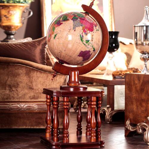 博通 实木地球仪 落地摆件 办公室装饰工艺品开业礼品 地球仪摆件 - 图2