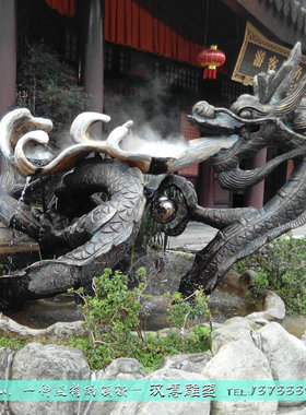 玻璃钢仿铜户外大型铸铜龙雕像园林广场动物雕塑制作城市景观铜雕