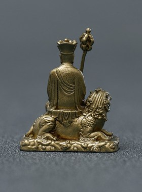 简修行谛听地藏菩萨像地藏王佛像铜摆件小号迷你随身佛书房装饰品
