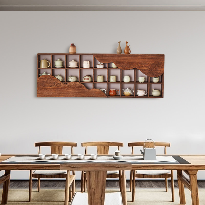 实木壁挂博古架多宝阁墙上置物架茶具杯子展示架茶壶收纳架古董架,淘宝优惠券,粉丝福利购,淘宝优惠卷