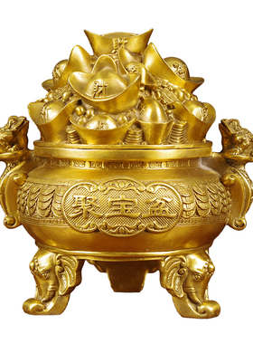 聚宝盆纯铜摆件招财聚财存钱罐家居客厅装饰品办公室桌面开业礼品