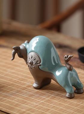 牛气冲天陶瓷牛摆件创意家居客厅办公室桌面招财牛装饰品吉祥物