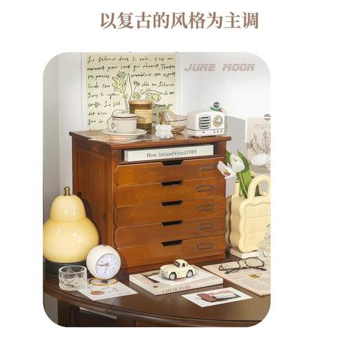 木制抽屉式收纳架桌面面膜文件收纳箱售票台A4文件帐户整理柜 - 图2