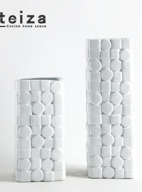 Oteiza白色奶酪陶瓷花瓶摆件北欧客厅餐桌电视柜玄关样板房装饰品