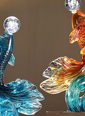 透明水晶鱼每年陶瓷创意入口小饰品工艺品乔迁礼品礼品