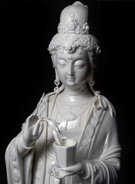 自有名堂 杨柳观音 陶瓷佛像人物工艺品家居客厅玄关桌面禅意摆件