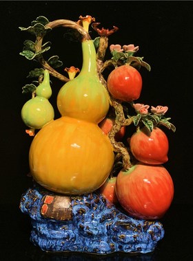 石湾公仔陶瓷葫芦摆件创意家居客厅博古架电视柜植物饰品新居礼品