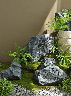 彷真玻璃钢石景头青石摆件石块造景庭院花地园装饰RAU落外观假石