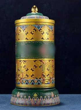 藏村藏式电动转轮插电式家用马口铁桌面转桶室内装饰摆件转筒