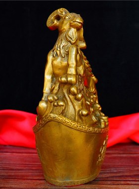 纯铜十二生肖羊猴鼠牛虎兔龙蛇马鸡狗猪摆件 元宝羊家居创意摆件