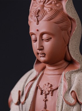 炼器陶瓷禅意观音菩萨摆件中式客厅家居供奉观世音佛像装饰工艺品