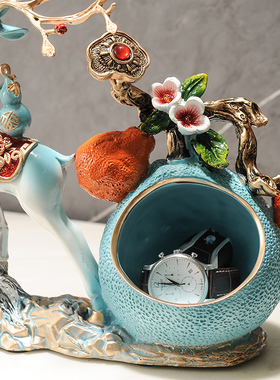 创意招财鹿乔迁家居装饰客厅电视柜玄关搬家礼物流沙画沙漏工艺品