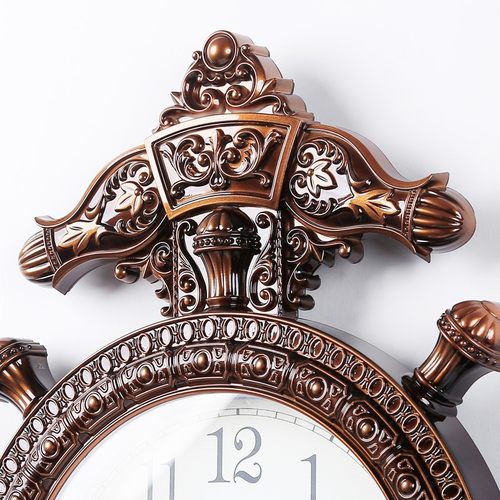 北极星欧式客厅挂钟创意静音大号船舵钟表静音复古石英钟时尚挂表 - 图2