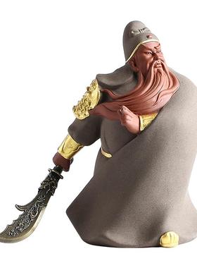 创意中式关羽关公陶瓷工艺品武财神招财摆件办公室车载茶桌装饰品