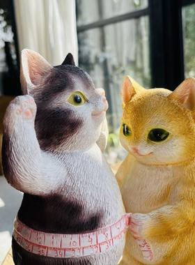 创意猫咪摆件可爱公仔树脂彷真动物日式桌面装饰品礼物汽车载模型