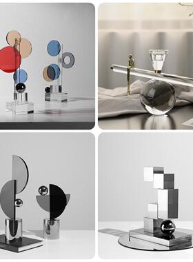 现代简约玻璃水晶球艺术摆件家居客厅玄关柜轻奢软装饰品样板房间