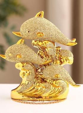 酒柜装饰品创意工艺品家居饰品桌面海豚小摆件陶瓷家里客厅电视柜