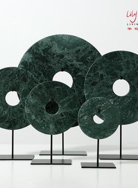 简约创意玉璧新中式摆件饰品家居摆设现代玄关超值软装搭配样板房