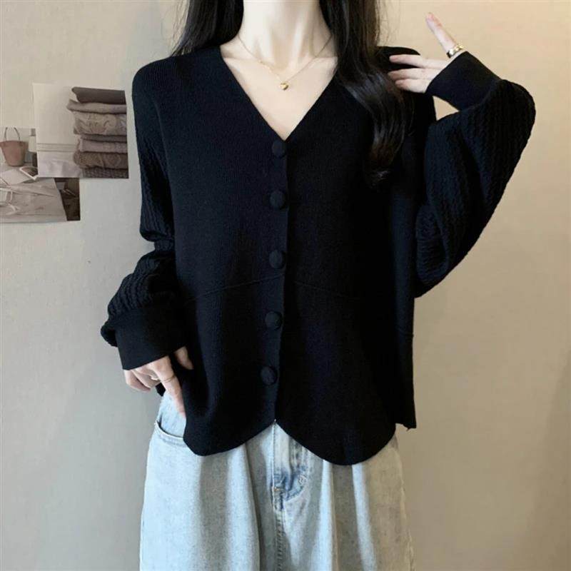 璞查惠优品小铺单排扣针织开衫毛衣女秋季微胖宽松内搭上衣打底衫,淘宝优惠券,粉丝福利购,淘宝优惠卷