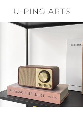 样板间书柜现代家居软装摆件饰品彷真花挂画创意玻璃工艺品ZH3650