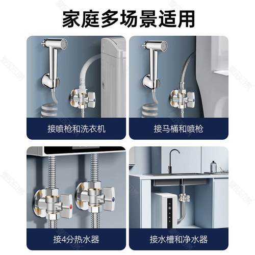 全铜燃气热水器角阀一进二出球阀三角阀家用三通分水阀专用大流量 - 图3