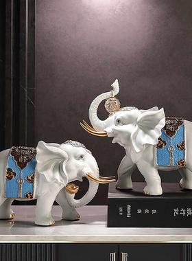 新中式大象一对摆件招财镇宅乔迁新居礼品客厅酒柜装饰电视柜摆件