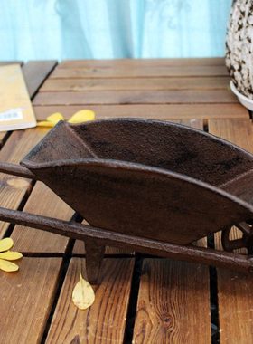 复古创意铸铁工艺品酒吧会所庭院家居装饰装饰摆件手推斗车摆件