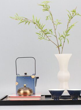 新中式描金禅意茶具花瓶花器组合摆件样板房间售楼处茶室茶几饰品