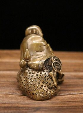 黄铜刘海戏金蟾桌面趣味摆件书房办公室客厅装饰铜器工艺品收藏品