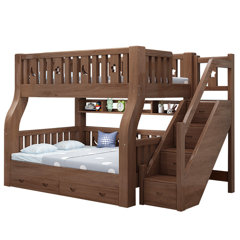 胡桃木上下床双层床两层儿童床高低床小户型子母床双人上下铺木床,淘宝优惠券,粉丝福利购,淘宝优惠卷