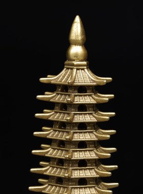 纯黄铜文昌塔摆件九层学生职员书房书桌办公室老板桌前摆放装饰品