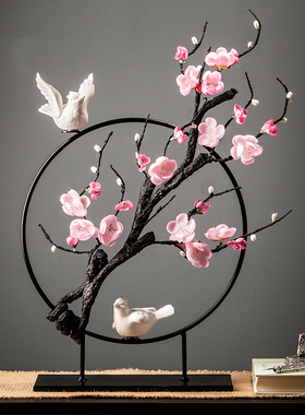 新中式家居客厅玄关禅意软装饰品创意摆设家具电视柜酒柜铁艺摆件