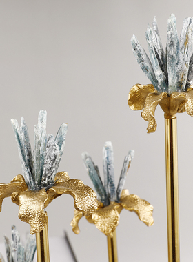 轻奢天然水晶石花草家居客厅电视柜摆件北欧风玄关卧室样板间装饰