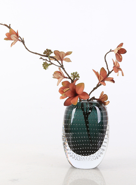 创意轻奢加厚蓝色玻璃花瓶可水培摆件客厅茶几餐桌样板间插花花器