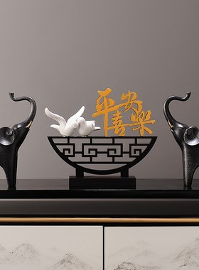 新中式国潮平安喜乐蕴意摆件 自建房新房家居装饰桌面摆件送礼品