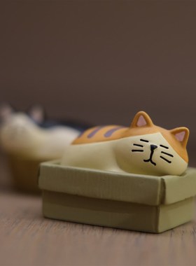 祝你好眠爱睡觉可爱胖橘猫奶牛猫公仔模型摆件氛围家居装饰